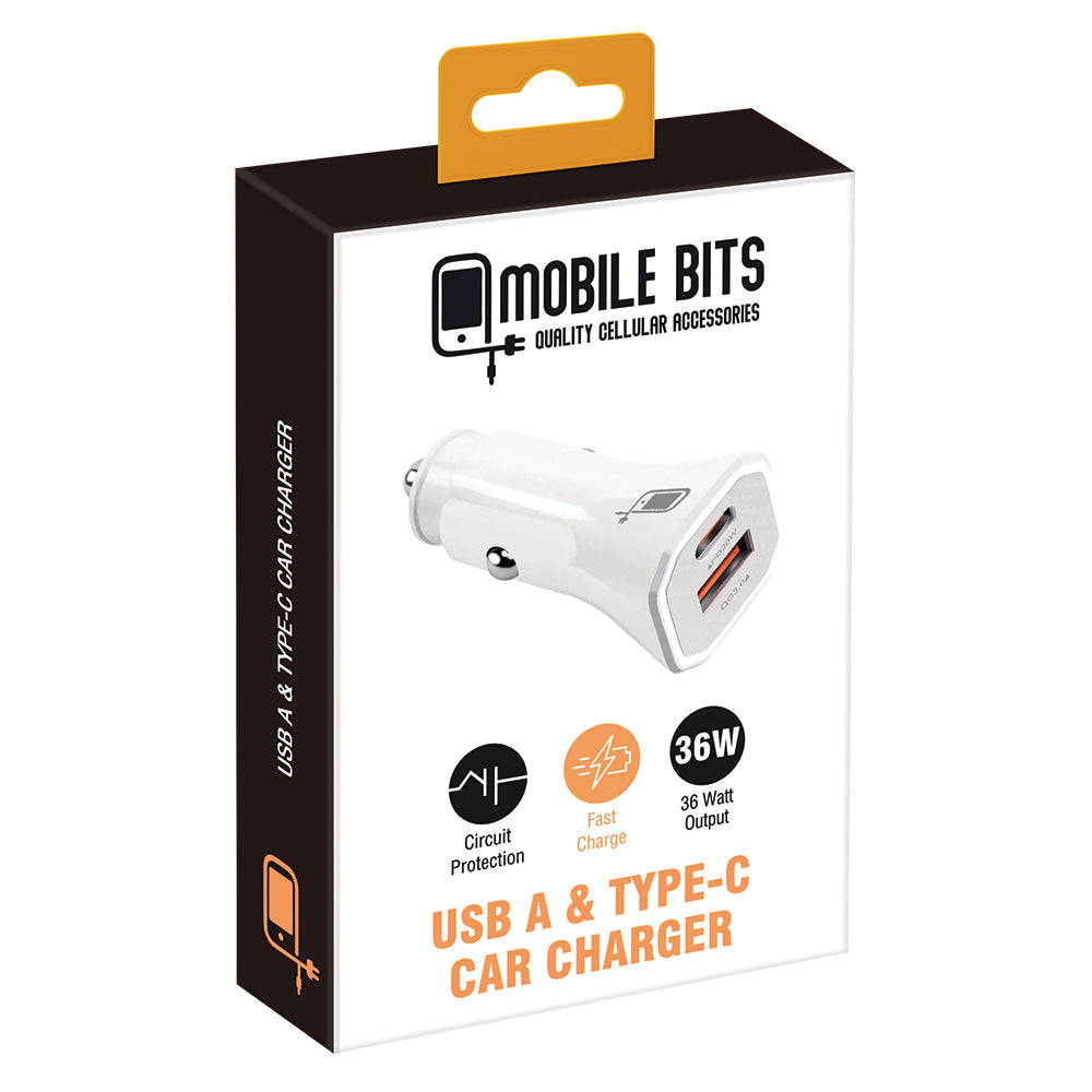36W Dual USB A &amp; Type-C Car Charger