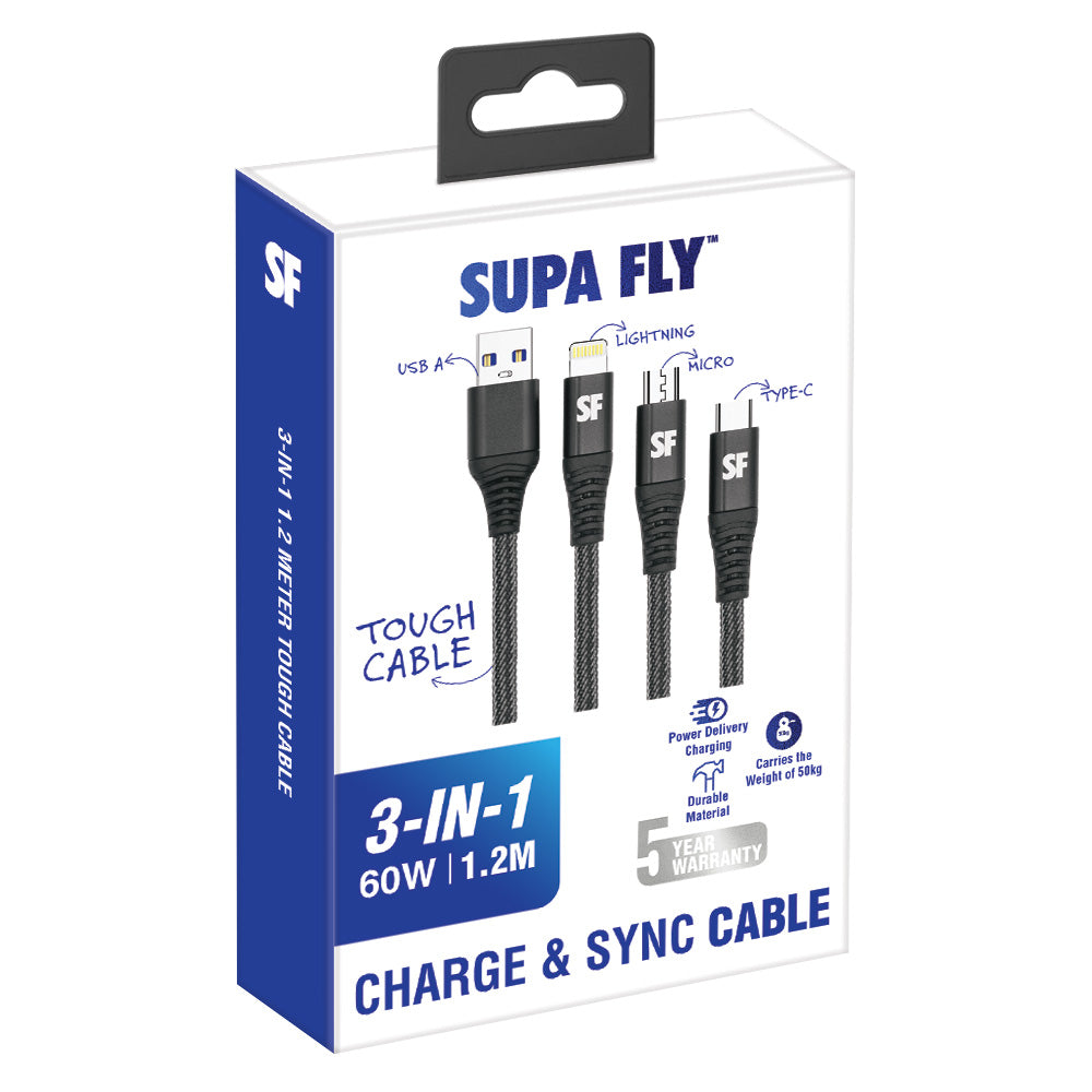1.2m 3-in-1 Multi Charge Cable