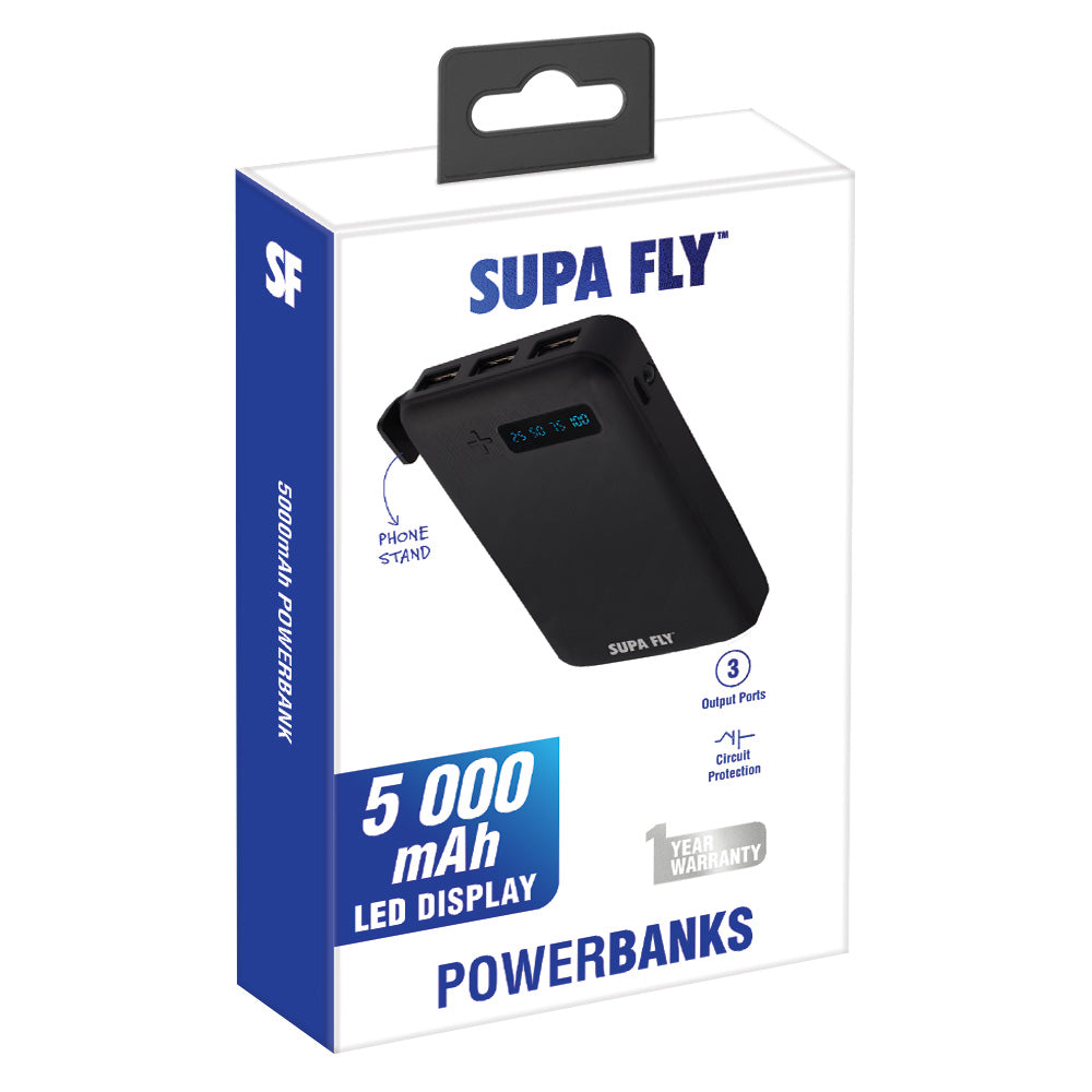Power Bank 5 000mAh with 2 USB Ports, Type-C &amp; Micro