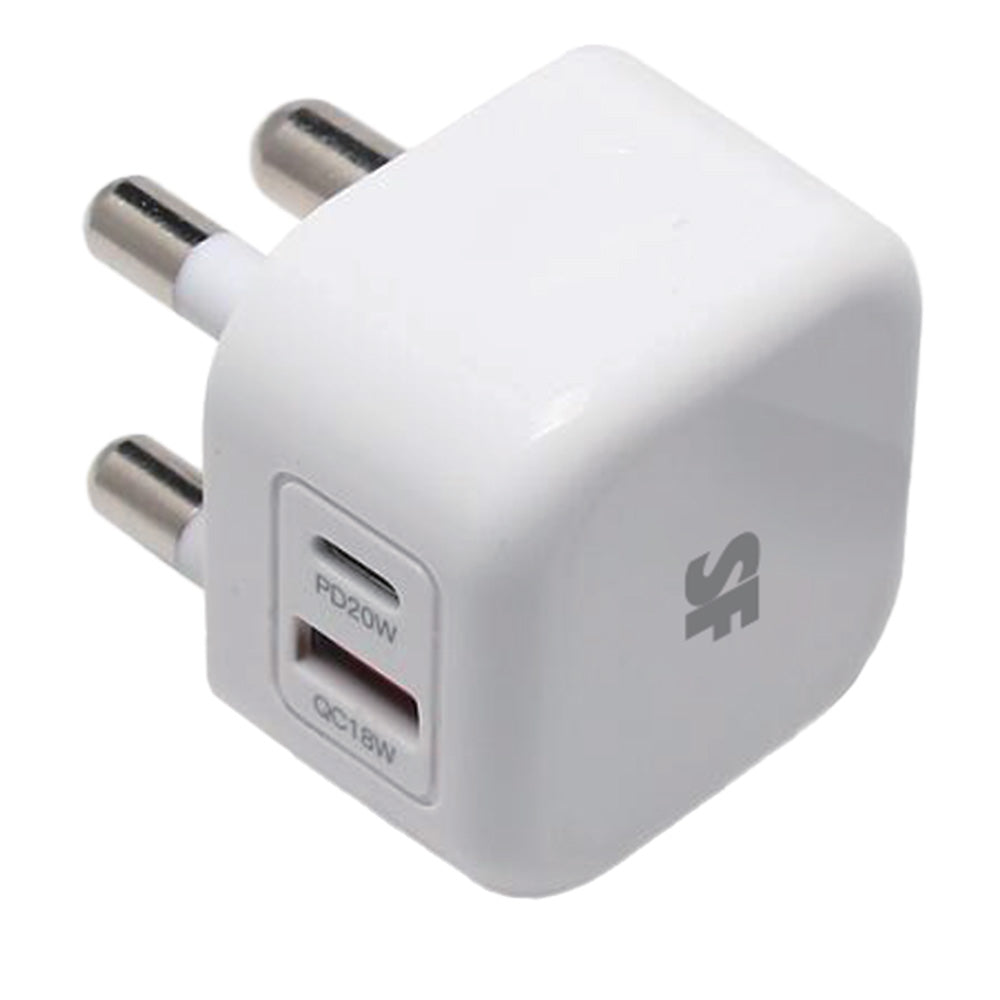 38 W Dual PD QC USB A &amp; Type-C 3 Pin Wall Charger