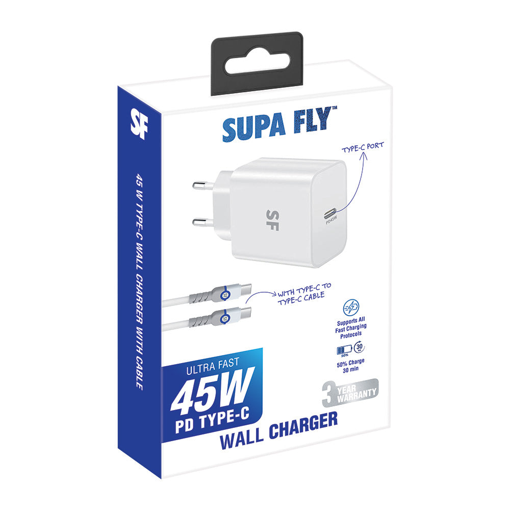 45W PD Type-C Wall Charger with Type-C to Type-C Cable