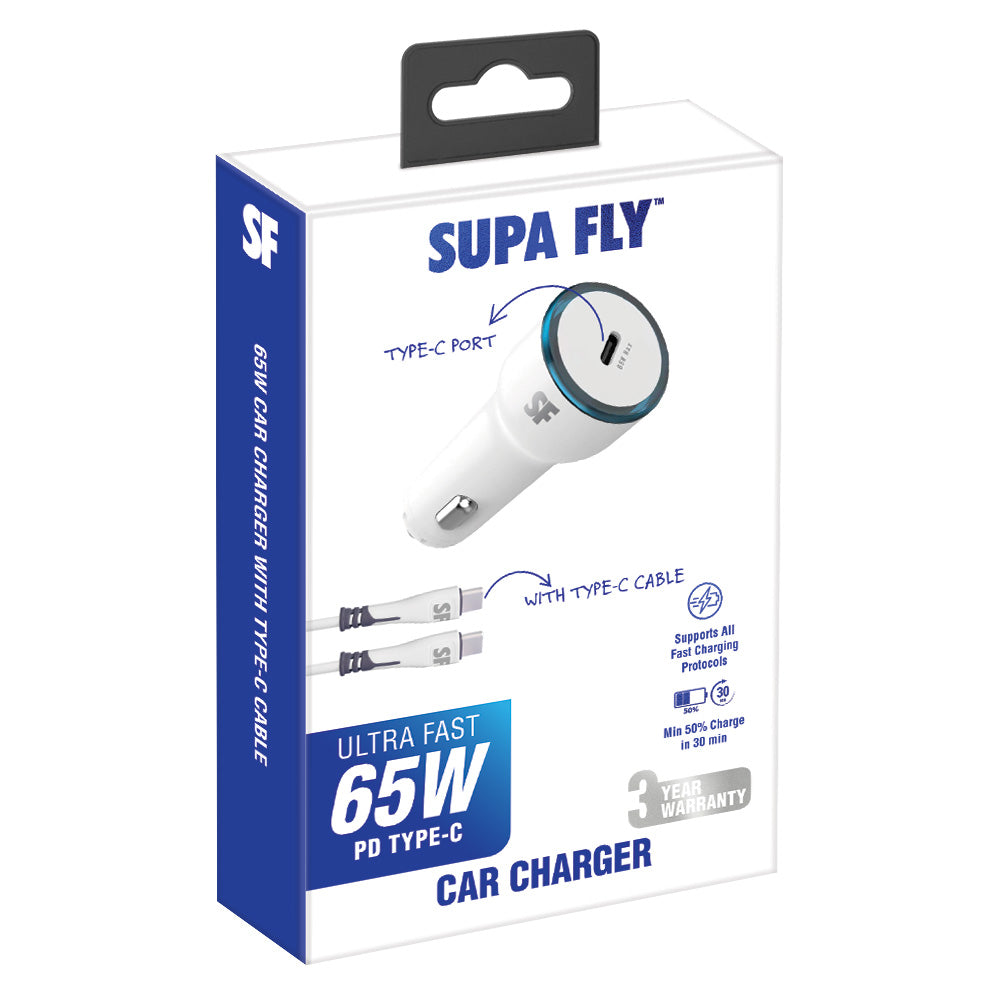 65W Type-C Car Charger with Type-C to Type-C Cable