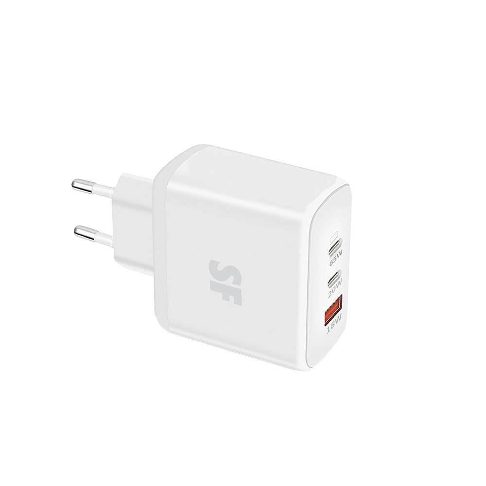 65W 3 Port USB A &amp; Type-C Wall Charger with Type-C to Type-C Cable