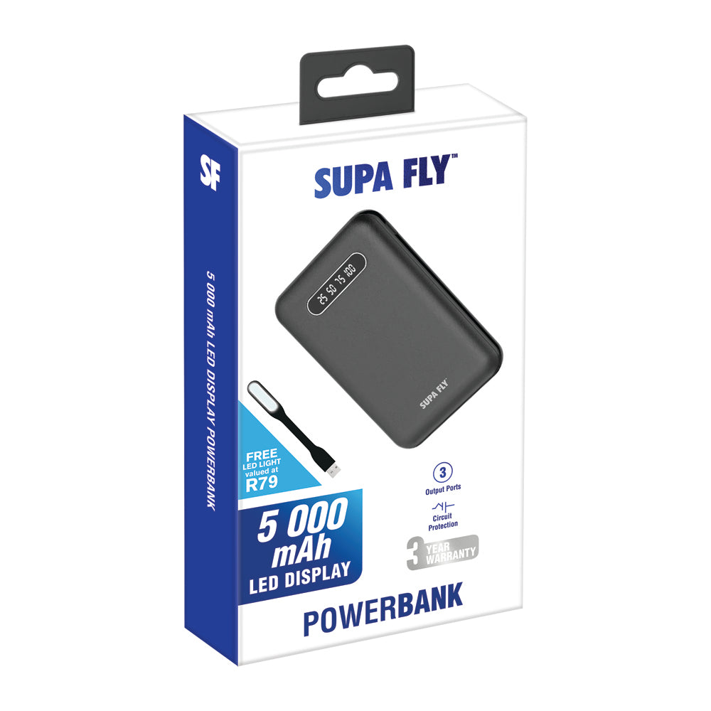 Power Bank 5 000mAh with 2 USB Ports &amp; Type-C Port