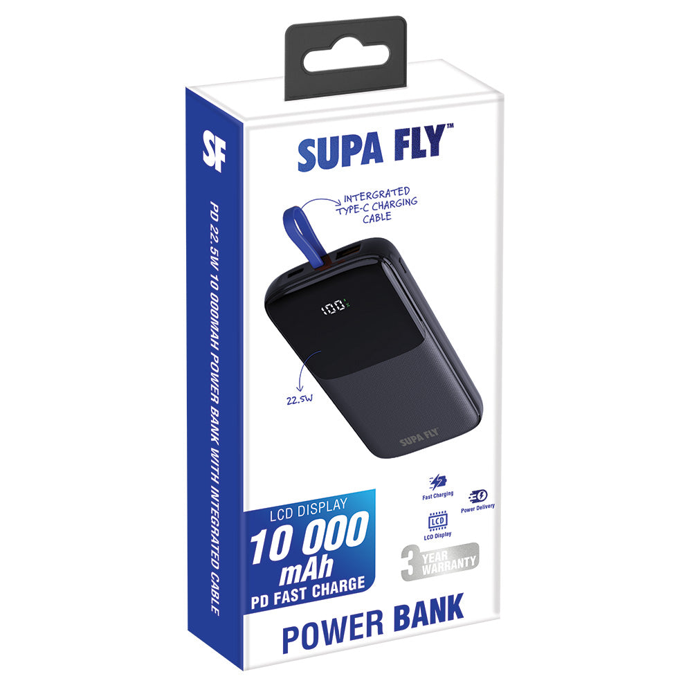 Power Bank 10 000mAh PD 22.5W With Integrated Type-C Cable