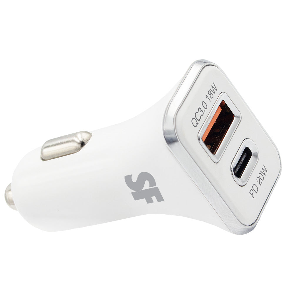 38W Dual PD QC USB A &amp; Type-C Car Charger with Type-C to Type-C Cable
