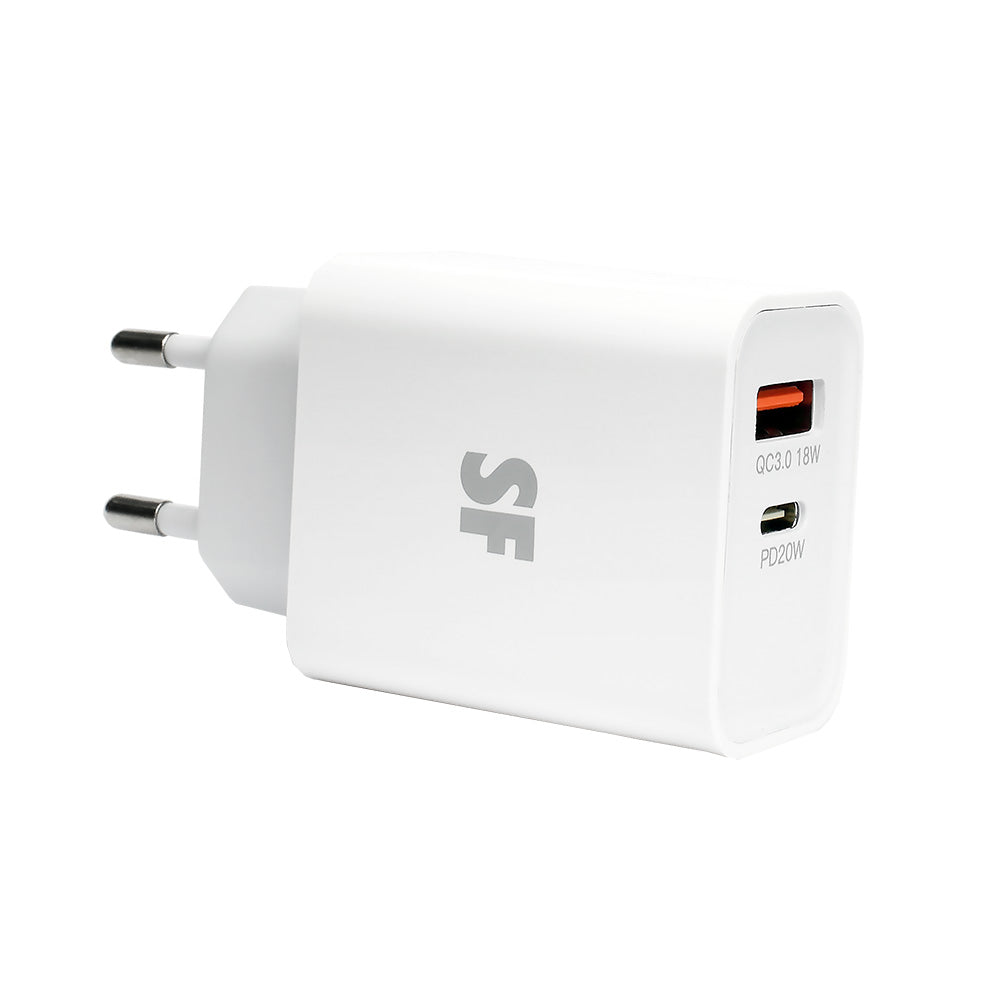 38W Dual PD QC Wall Charger with Type-C to Type-C Cable