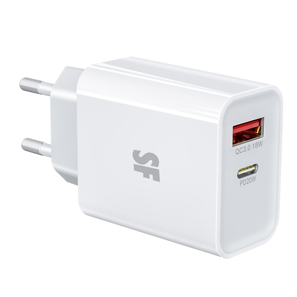 38W Dual PD QC Wall Charger with MFI USB-A to Lightning Cable