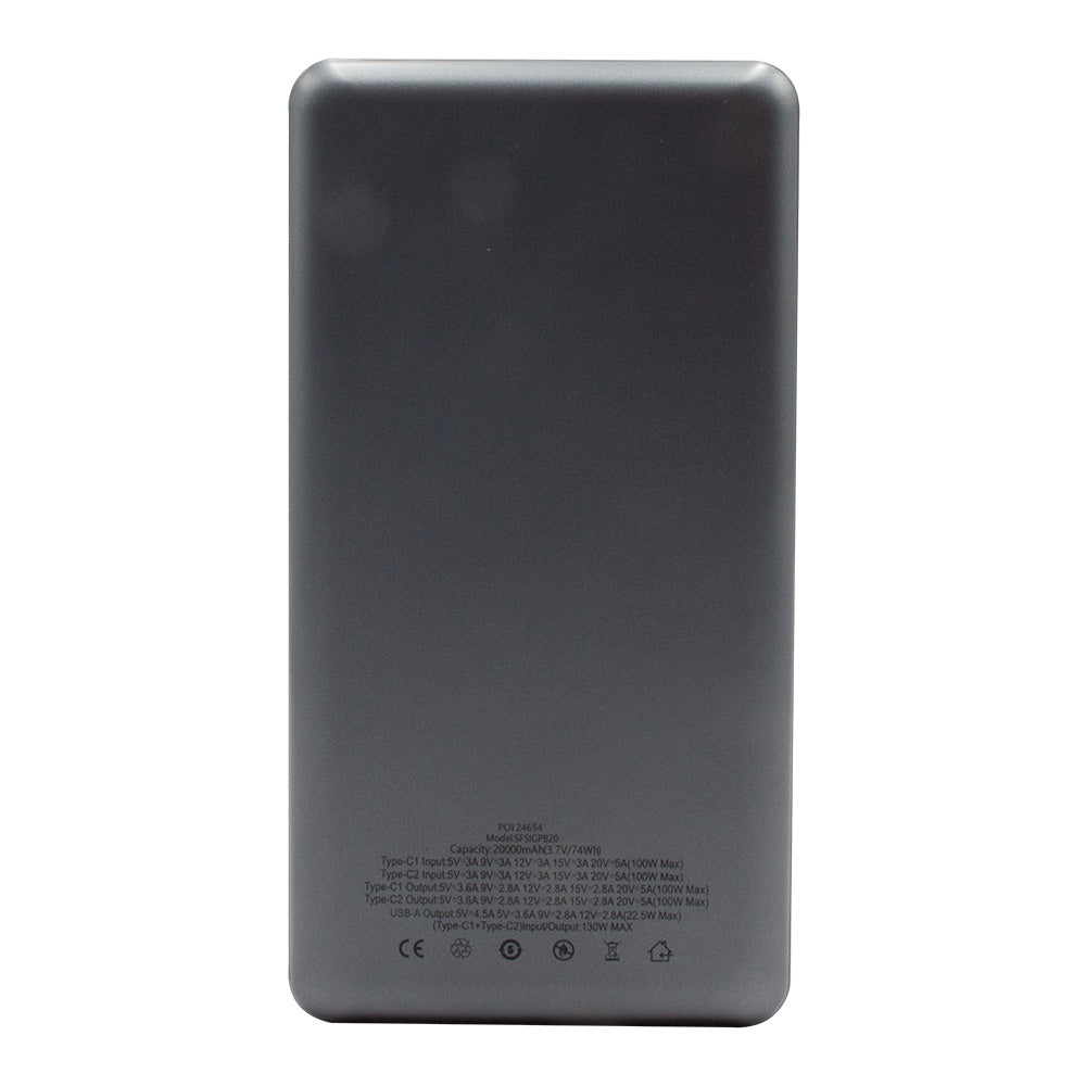 Power Bank 20 000mAh PD 130W USB A &amp; Type-C